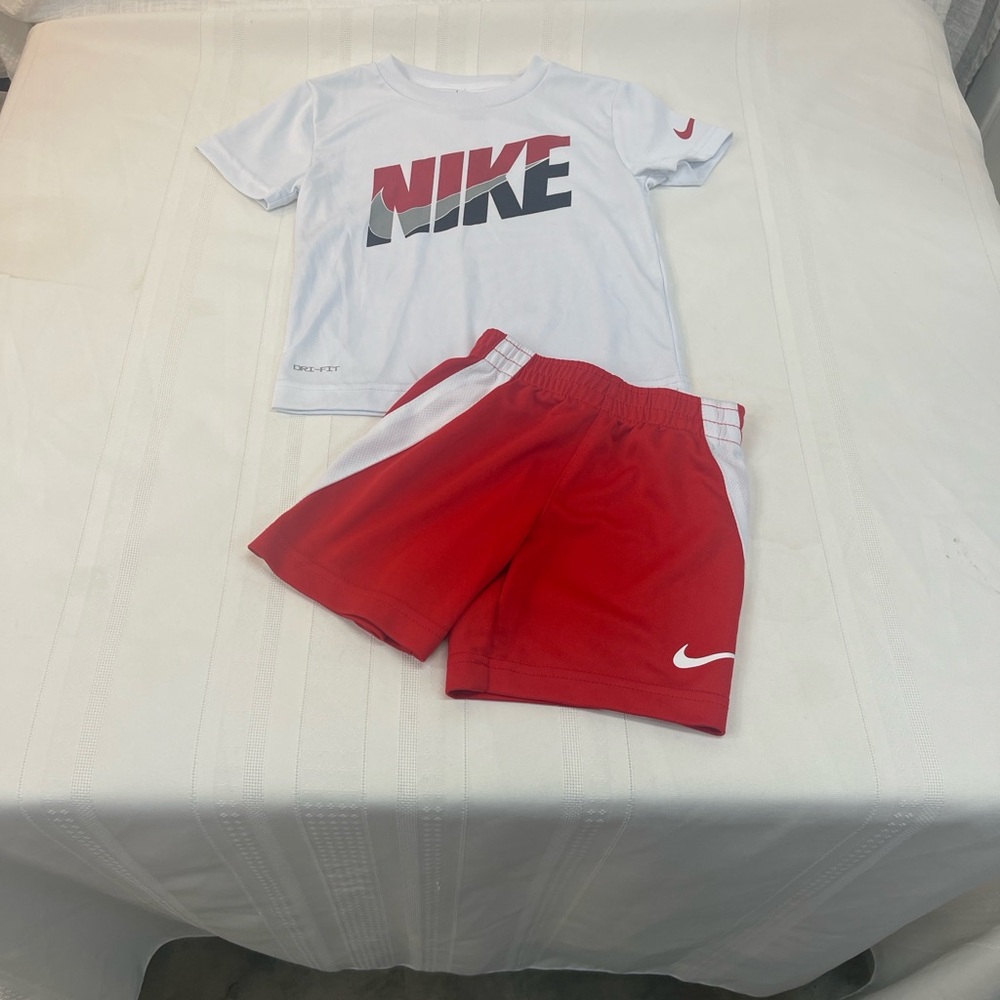 Nike White and Red Kids' Active Set